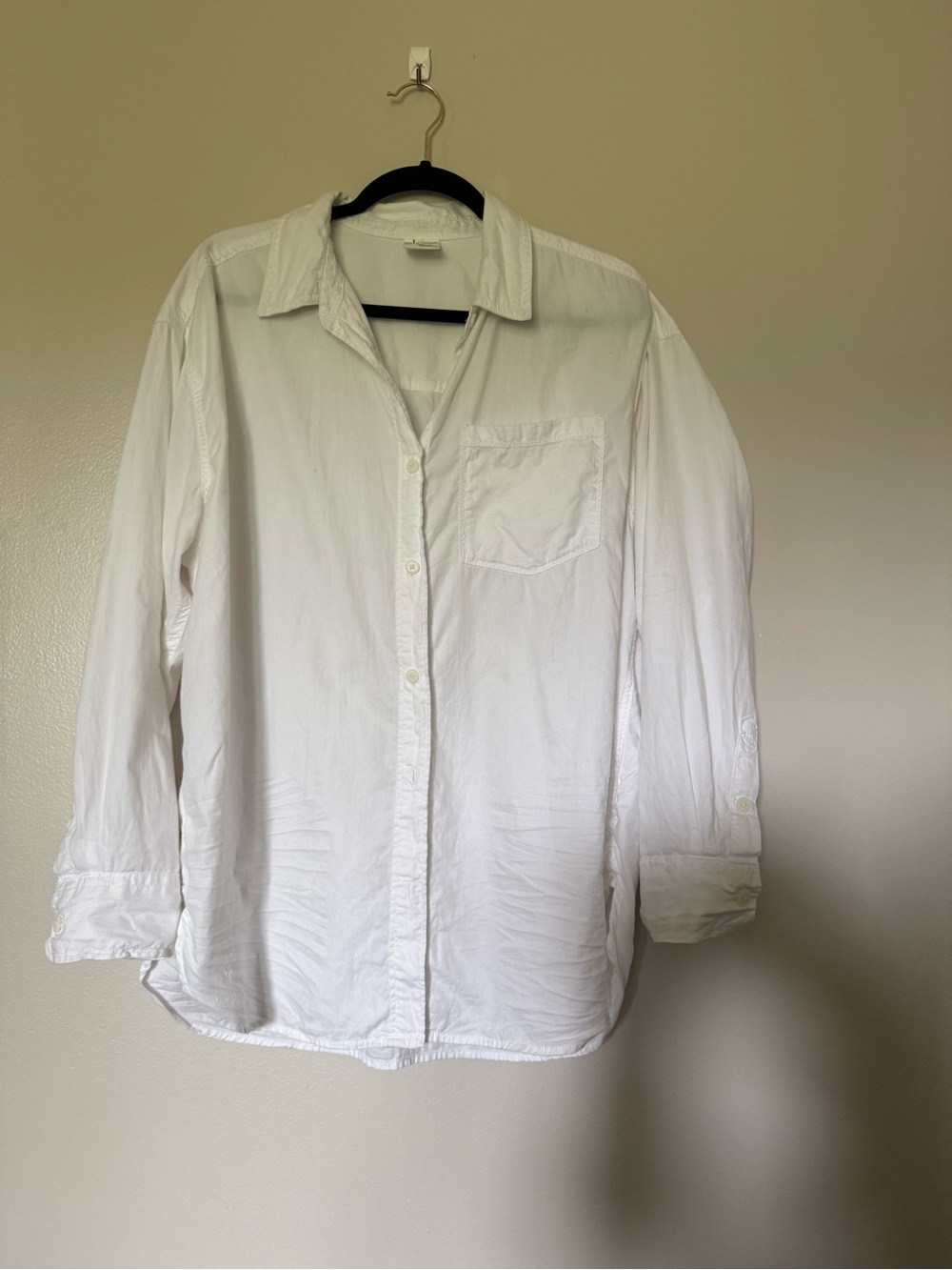 Offline by Aerie oversized longline white cotton white button down shirt